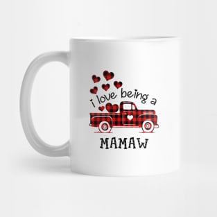 I Love Being Mamaw Red Plaid Buffalo Truck Hearts Valentine's Day Shirt Mug